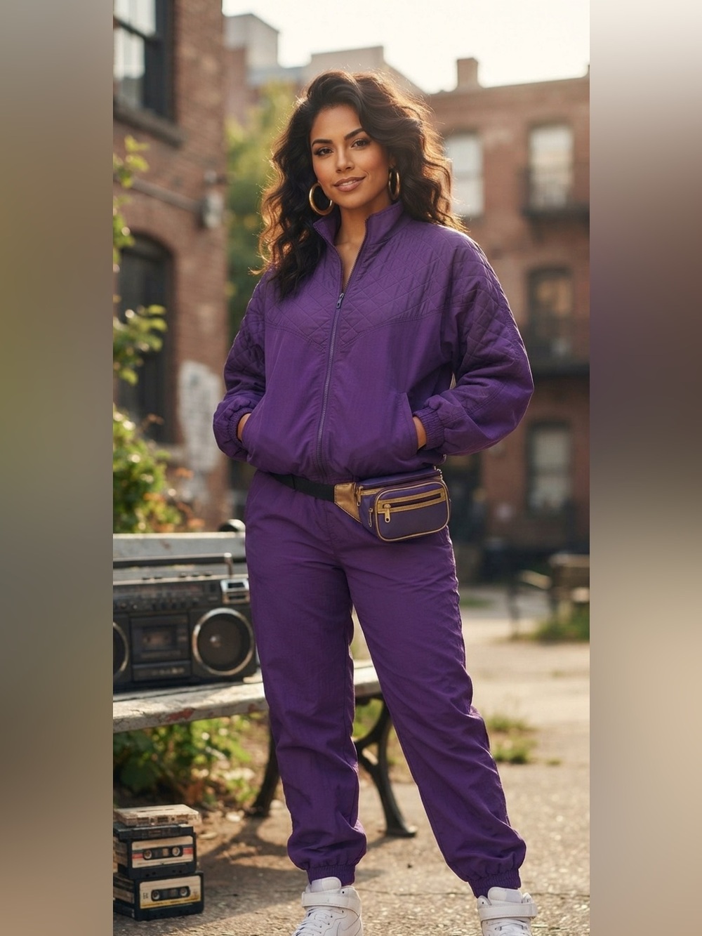 VTG 80s/90s Streetwear Grannycore Retro Hunt Club Purple Tracksuit Set‎ SzL